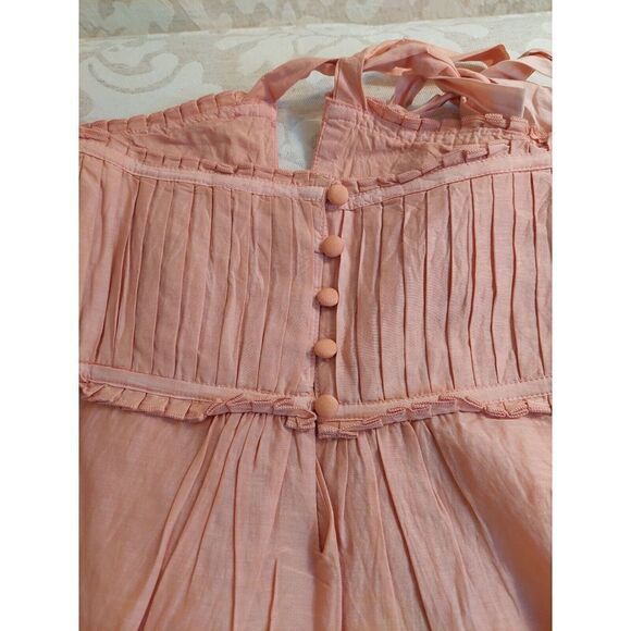 NWT St Roche Dream Maxi Halter Dress Pink Black Cotton/Silk Hand Dyed Sz 2 $485 - Picture 6 of 13